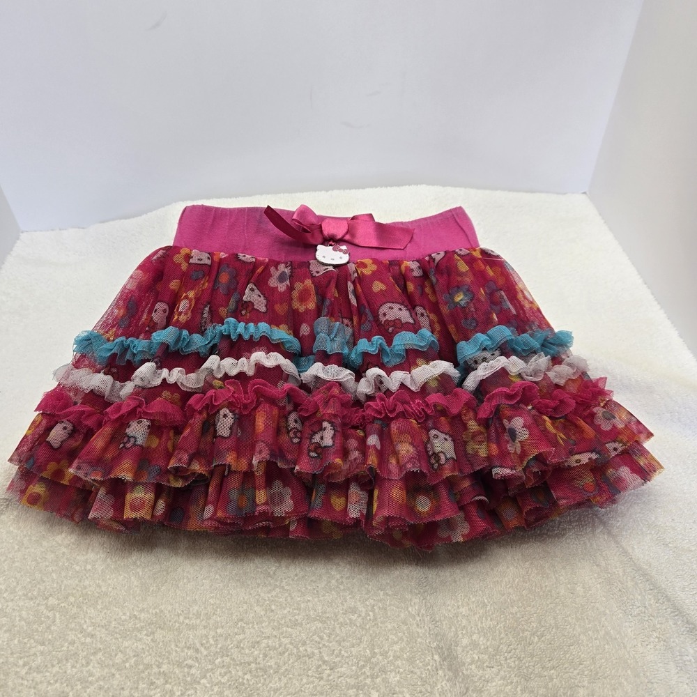 Girls Hello Kitty Skirt with Tulle Hot Pink Size 3T by Sanrio Tutu Multi-layer
